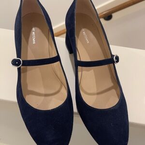 Stuart Weitzman Mary Jane Navy Blue Heels with Buckle